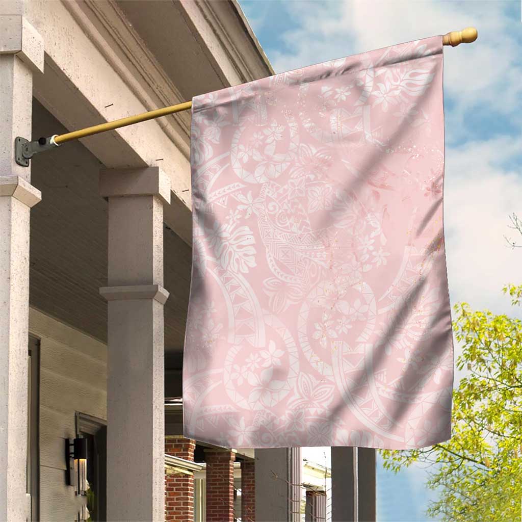 Polynesian Tiare Monstera Soft Pink Garden Flag Liquid Style LT01 House Flag Pink - Polynesian Pride