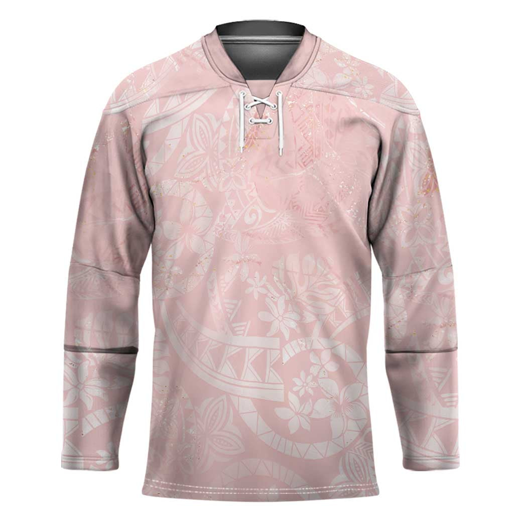 Polynesian Tiare Monstera Soft Pink Hockey Jersey Liquid Style - Polynesian Pride