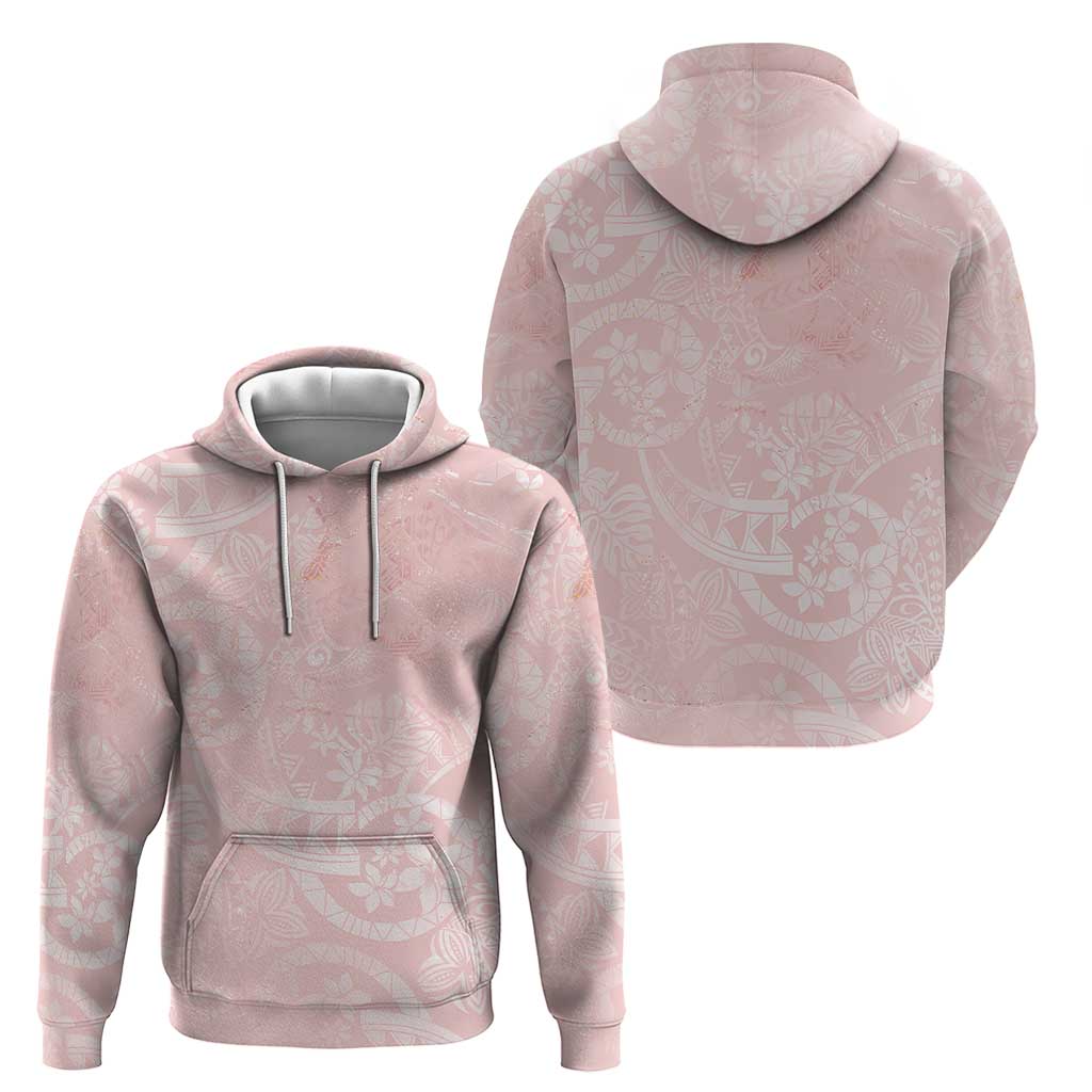 Polynesian Tiare Monstera Soft Pink Hoodie Liquid Style - Polynesian Pride