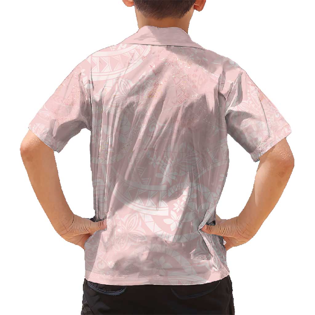 Polynesian Tiare Monstera Soft Pink Kid Hawaiian Shirt Liquid Style - Polynesian Pride