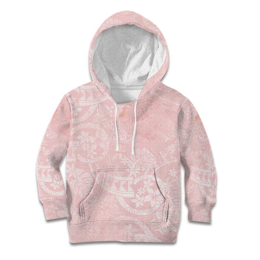 Polynesian Tiare Monstera Soft Pink Kid Hoodie Liquid Style LT01 Hoodie Pink - Polynesian Pride