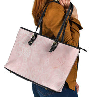 Polynesian Tiare Monstera Soft Pink Leather Tote Bag Liquid Style - Polynesian Pride
