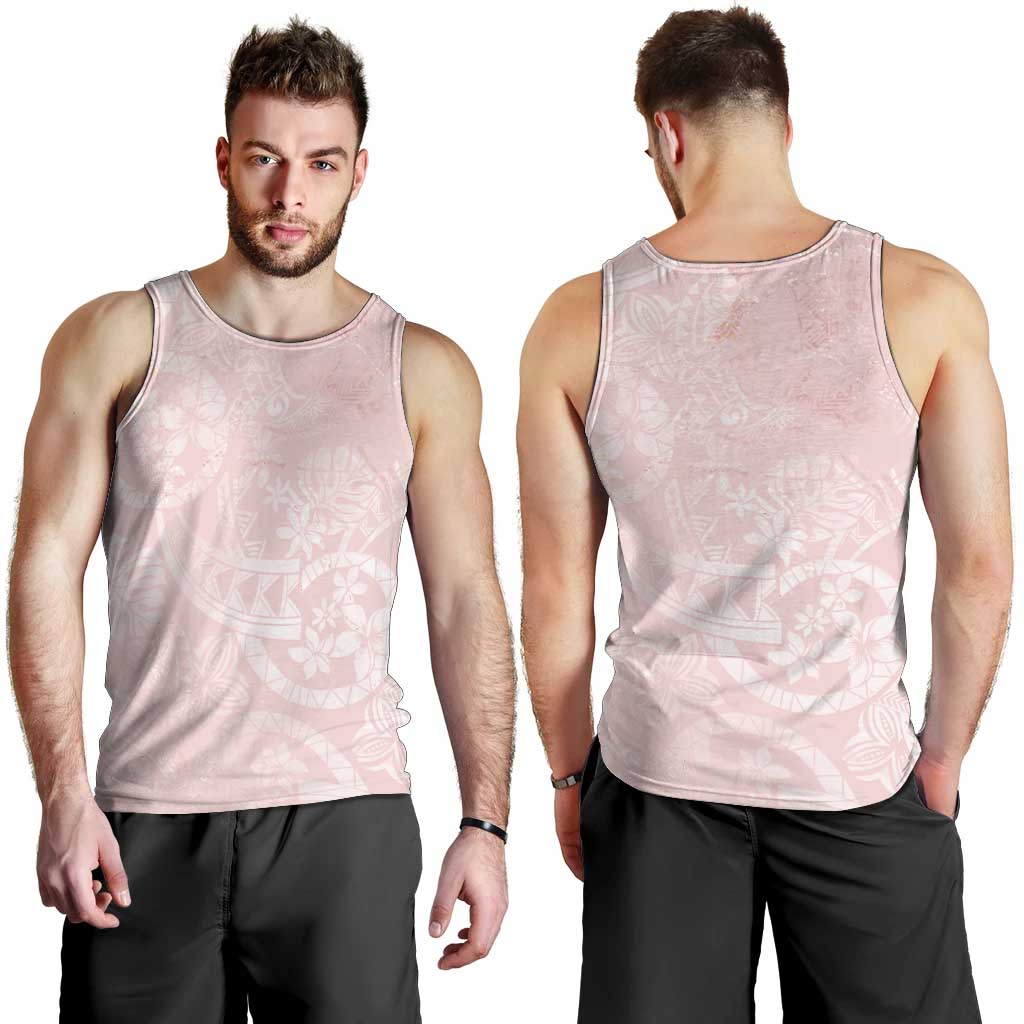 Polynesian Tiare Monstera Soft Pink Men Tank Top Liquid Style - Polynesian Pride