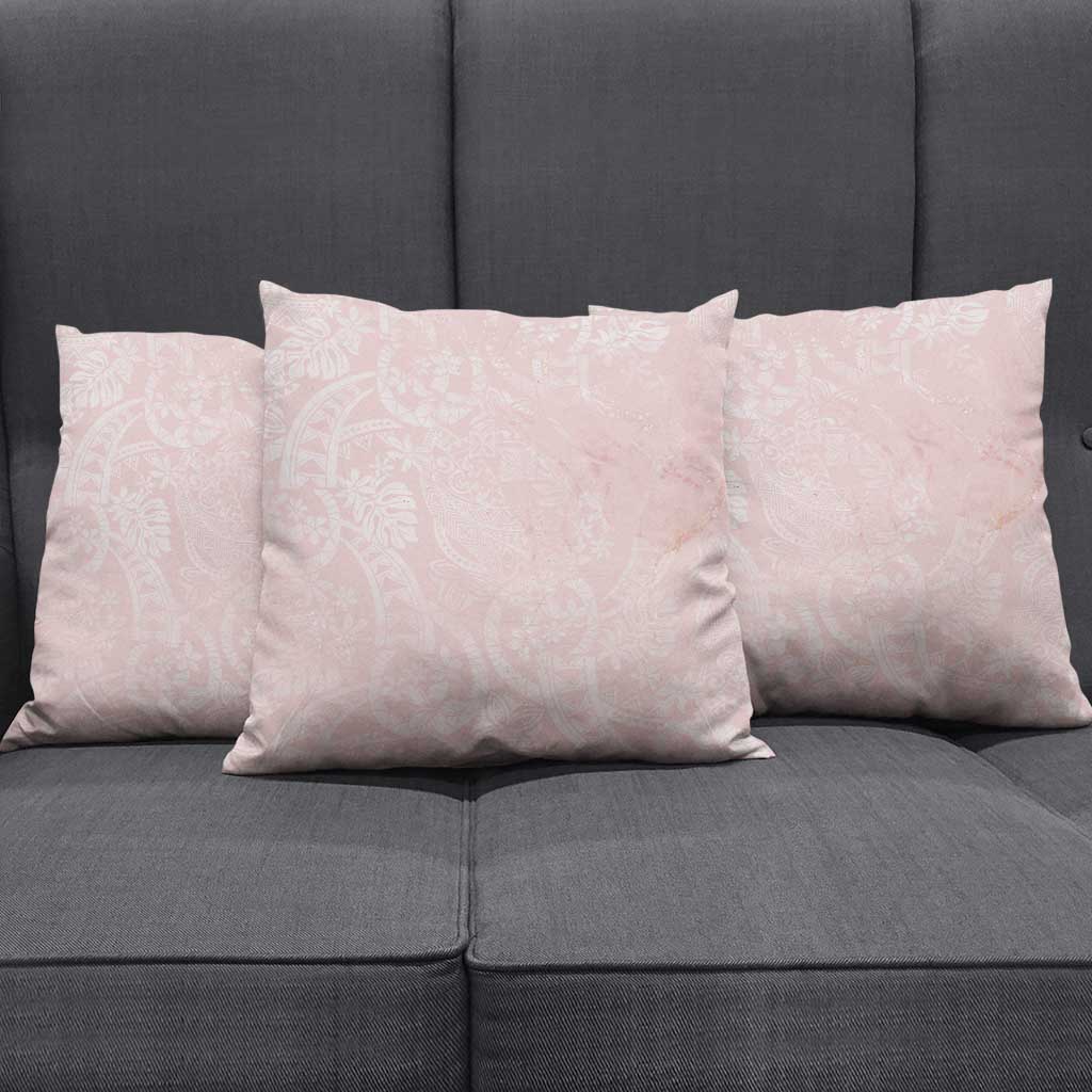 Polynesian Tiare Monstera Soft Pink Pillow Cover Liquid Style - Polynesian Pride