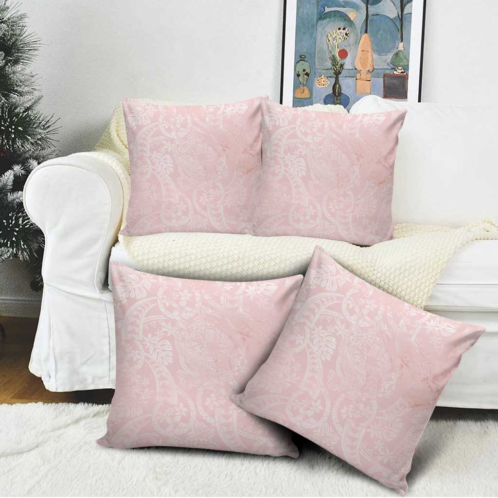 Polynesian Tiare Monstera Soft Pink Pillow Cover Liquid Style - Polynesian Pride