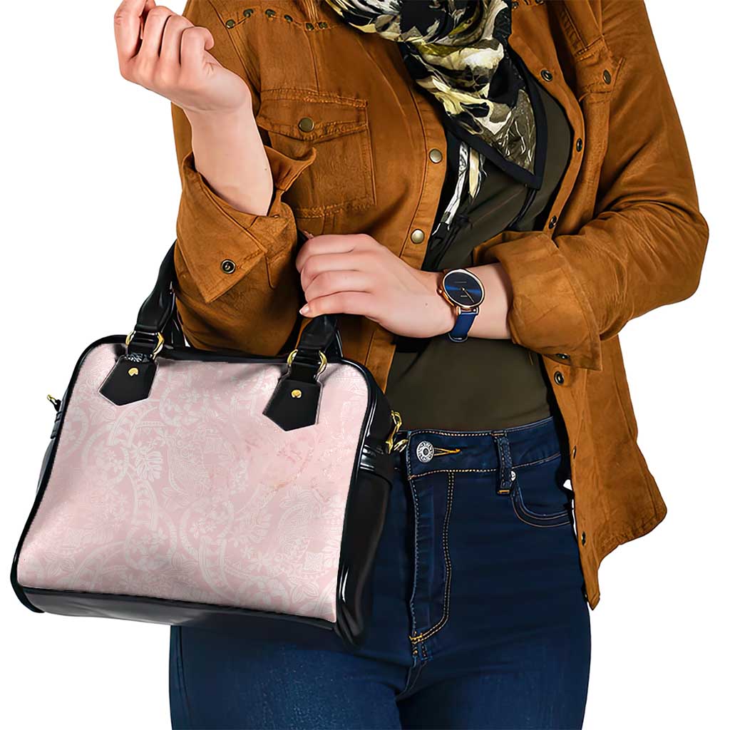 Polynesian Tiare Monstera Soft Pink Shoulder Handbag Liquid Style - Polynesian Pride