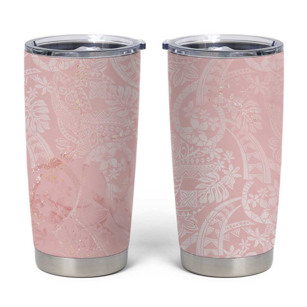 Polynesian Tiare Monstera Soft Pink Tumbler Cup Liquid Style LT01 Pink - Polynesian Pride