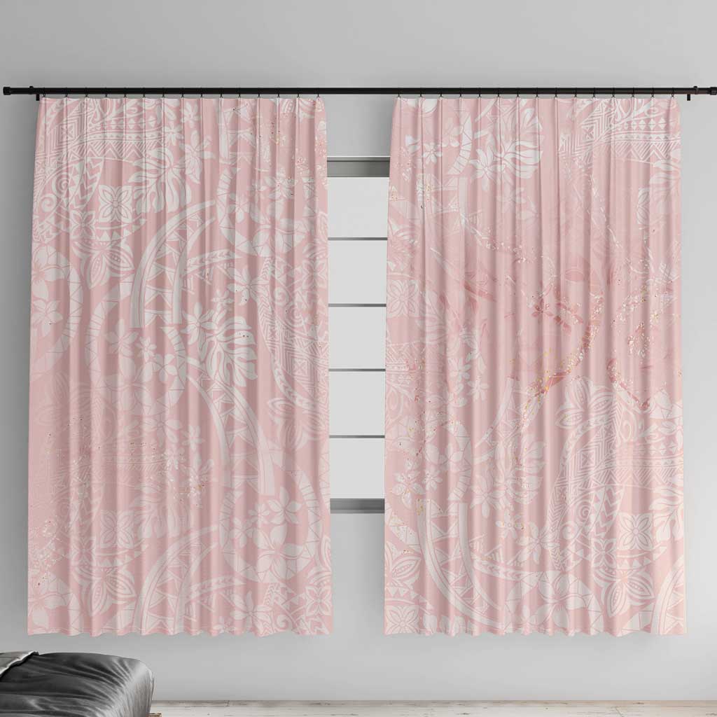 Polynesian Tiare Monstera Soft Pink Window Curtain Liquid Style LT01 With Hooks Pink - Polynesian Pride