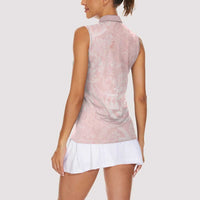 Polynesian Tiare Monstera Soft Pink Women Sleeveless Polo Shirt Liquid Style - Polynesian Pride