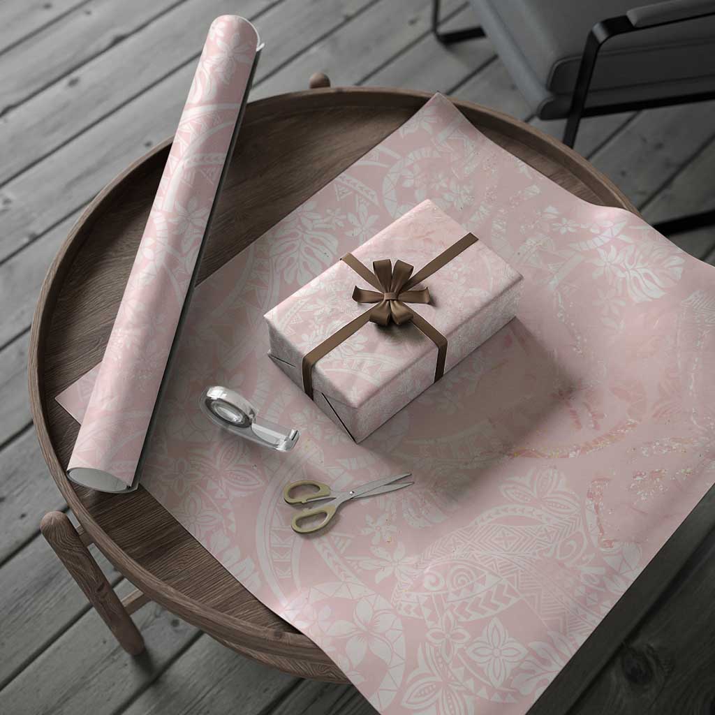 Polynesian Tiare Monstera Soft Pink Wrapping Paper Liquid Style - Polynesian Pride