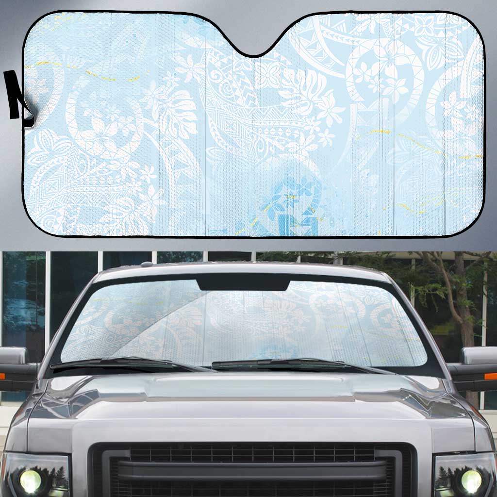 Polynesian Tiare Monstera Baby Blue Auto Sun Shade Liquid Style LT01 Blue - Polynesian Pride