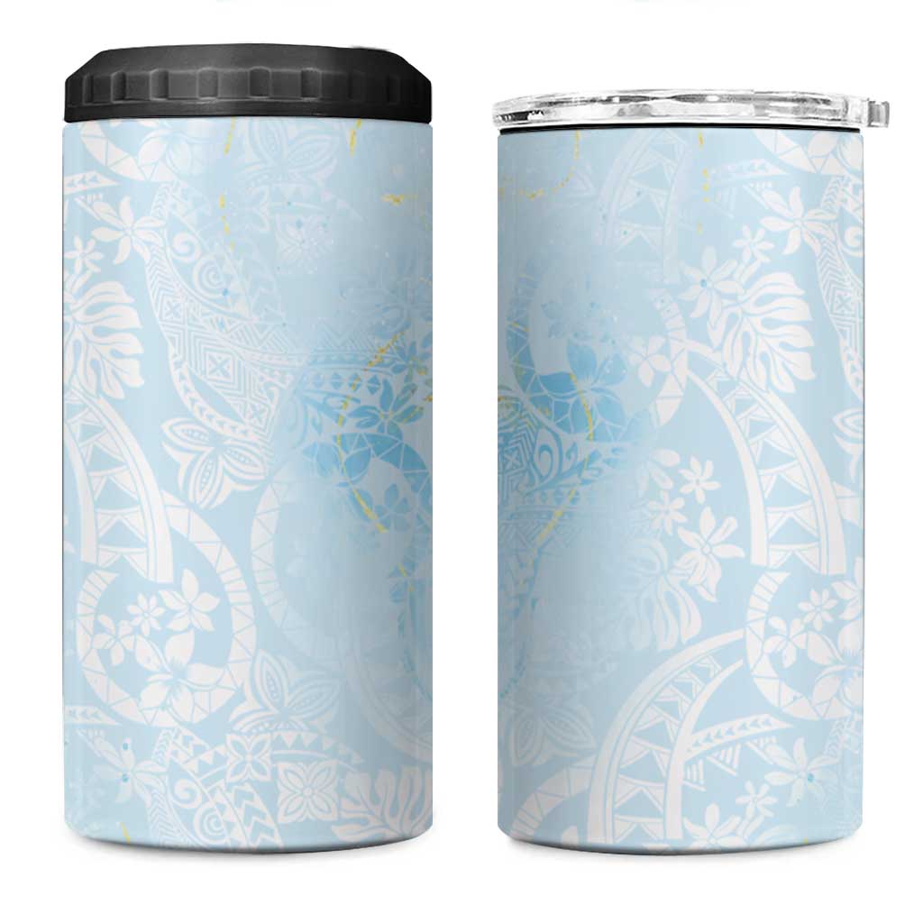 Polynesian Tiare Monstera Baby Blue 4 in 1 Can Cooler Tumbler Liquid Style LT01 One Size: 16 oz Blue - Polynesian Pride