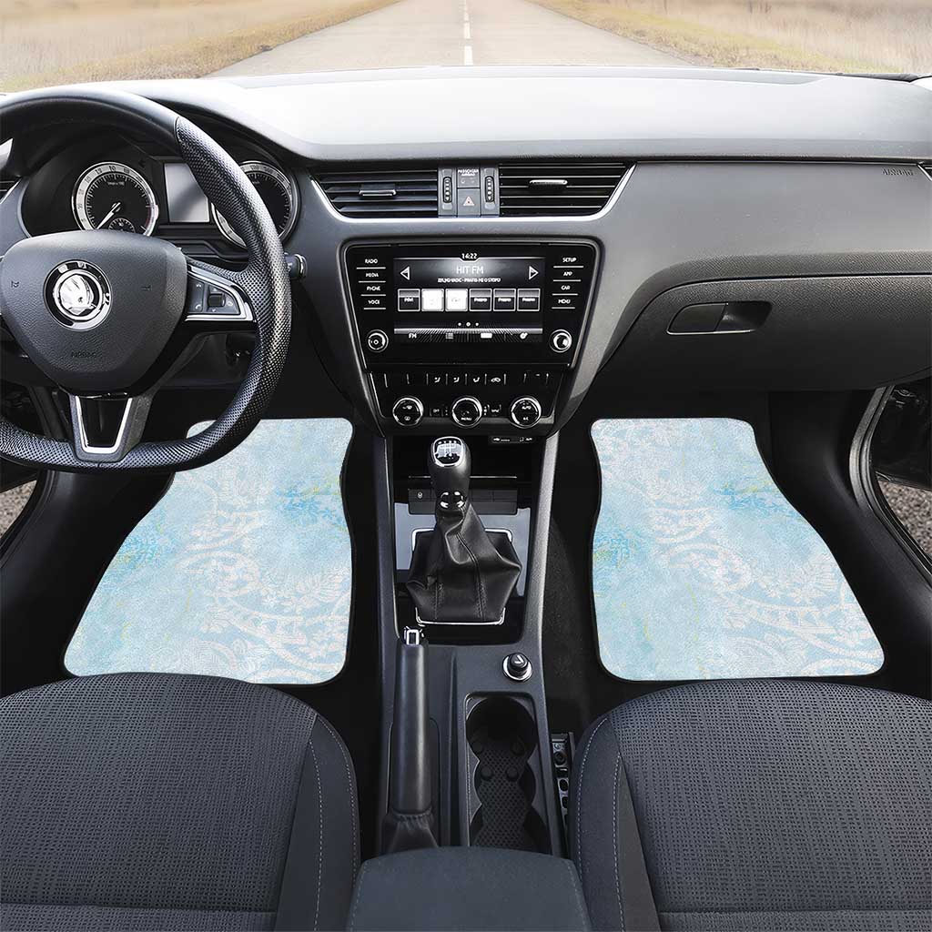 Polynesian Tiare Monstera Baby Blue Car Mats Liquid Style - Polynesian Pride