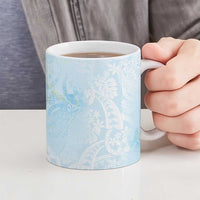 Polynesian Tiare Monstera Baby Blue Ceramic Mug Liquid Style LT01 - Polynesian Pride