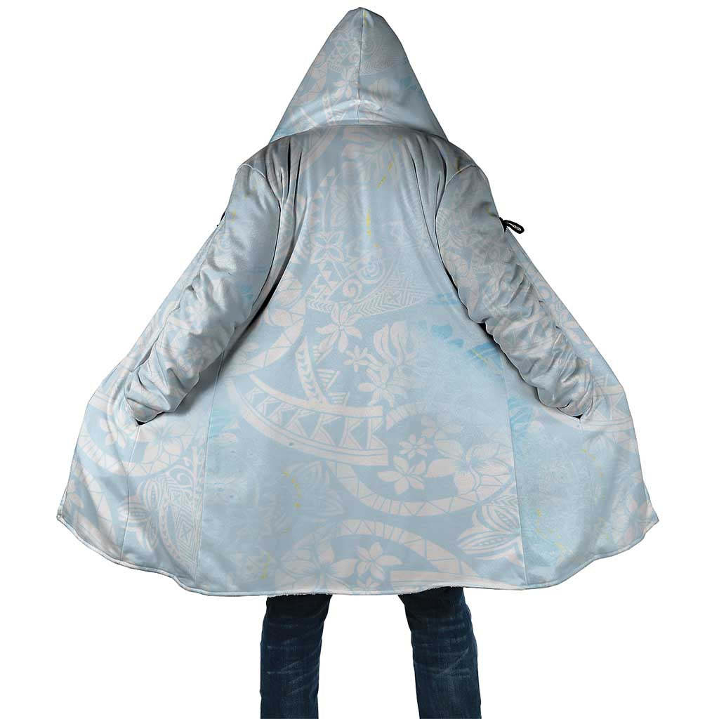 Polynesian Tiare Monstera Baby Blue Cloak Liquid Style LT01 Unisex Blue - Polynesian Pride
