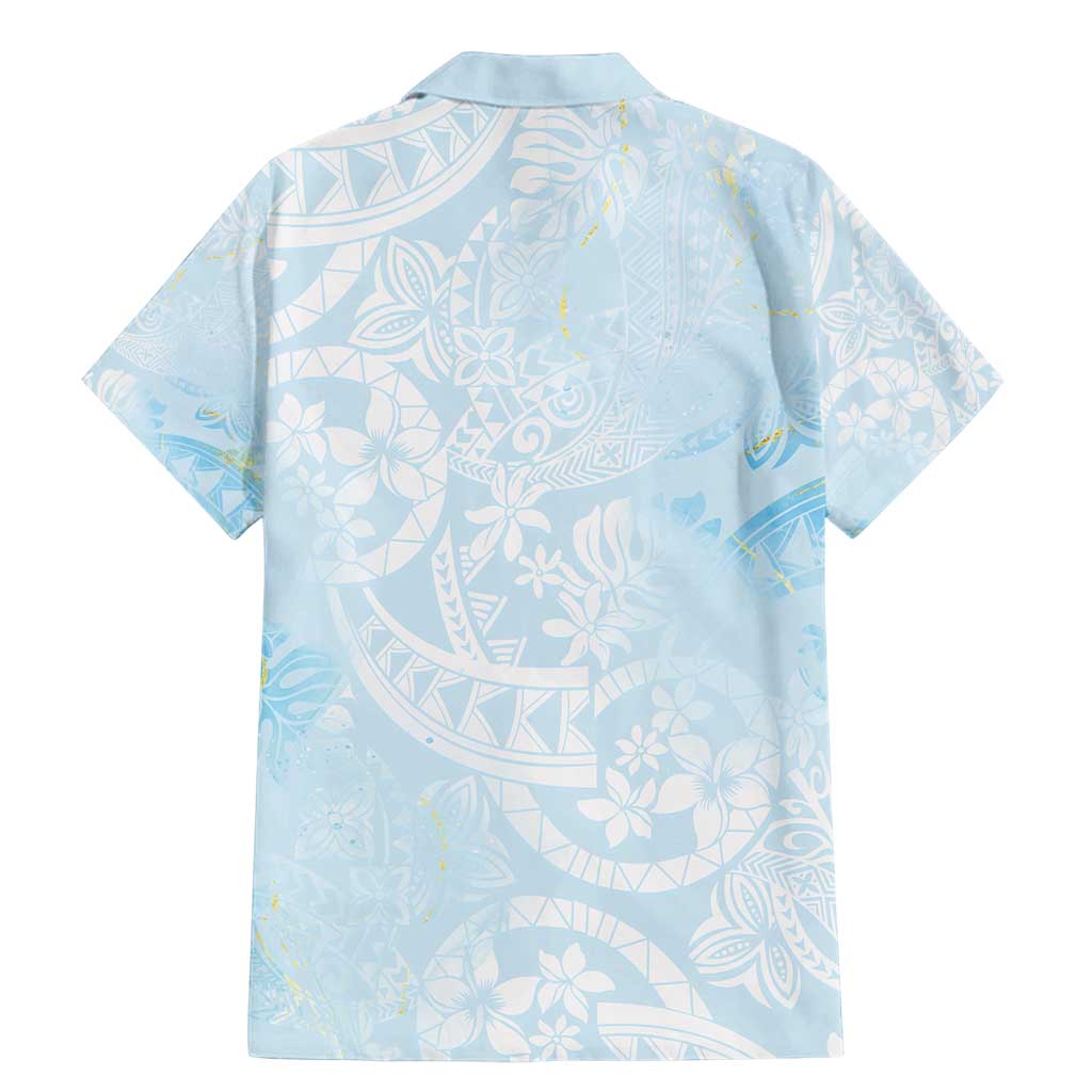Polynesian Tiare Monstera Baby Blue Family Matching Mermaid Dress and Hawaiian Shirt Liquid Style LT01 - Polynesian Pride