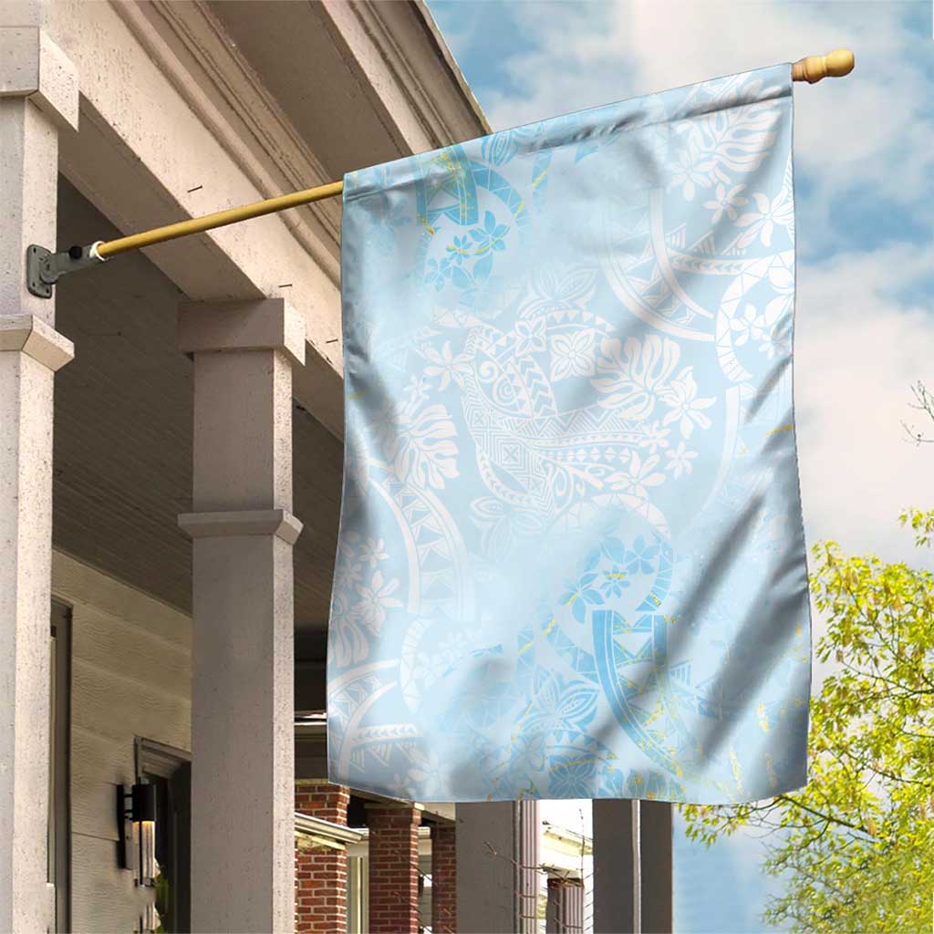 Polynesian Tiare Monstera Baby Blue Garden Flag Liquid Style LT01 House Flag Blue - Polynesian Pride