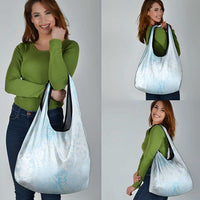 Polynesian Tiare Monstera Baby Blue Grocery Bag Liquid Style - Polynesian Pride