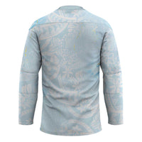 Polynesian Tiare Monstera Baby Blue Hockey Jersey Liquid Style - Polynesian Pride