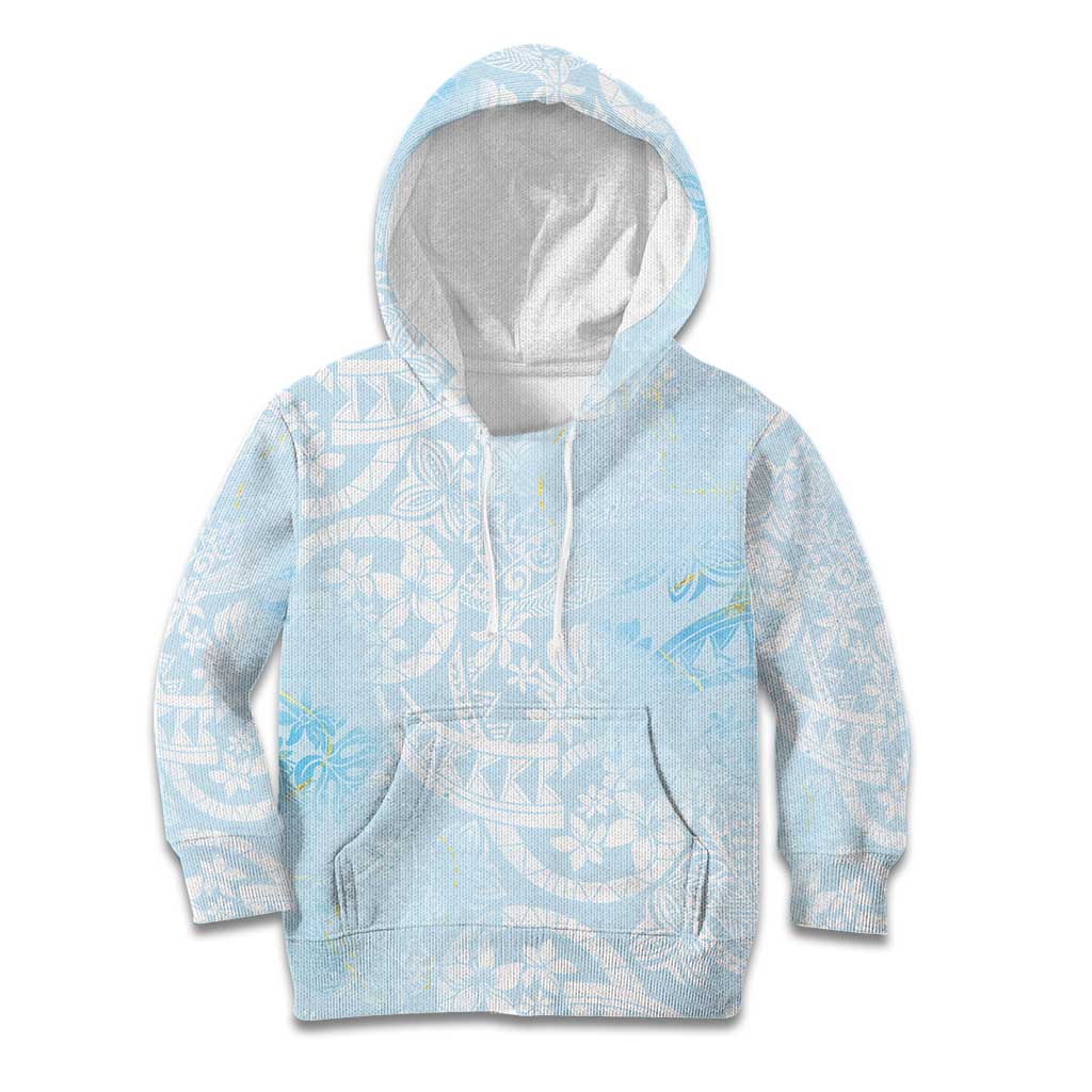 Polynesian Tiare Monstera Baby Blue Kid Hoodie Liquid Style LT01 Hoodie Blue - Polynesian Pride