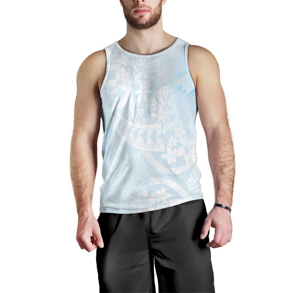 Polynesian Tiare Monstera Baby Blue Men Tank Top Liquid Style - Polynesian Pride