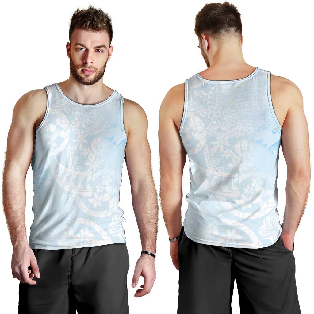 Polynesian Tiare Monstera Baby Blue Men Tank Top Liquid Style - Polynesian Pride