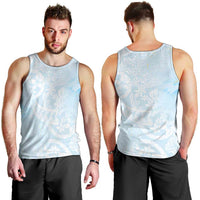 Polynesian Tiare Monstera Baby Blue Men Tank Top Liquid Style - Polynesian Pride