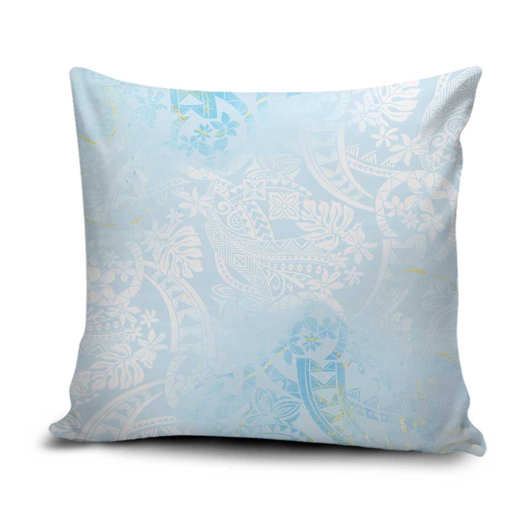 Polynesian Tiare Monstera Baby Blue Pillow Cover Liquid Style LT01 Blue - Polynesian Pride