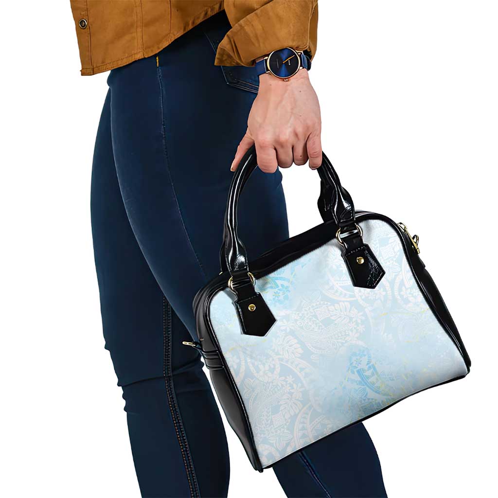 Polynesian Tiare Monstera Baby Blue Shoulder Handbag Liquid Style - Polynesian Pride