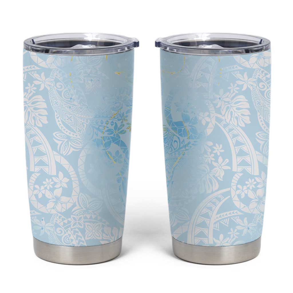 Polynesian Tiare Monstera Baby Blue Tumbler Cup Liquid Style LT01 Blue - Polynesian Pride