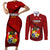 Custom Tonga Rugby Couples Matching Short Sleeve Bodycon Dress and Long Sleeve Button Shirts Tongan Ngatu Pattern Black Version LT01 Red - Polynesian Pride