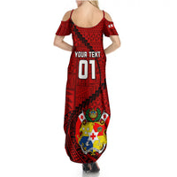 Custom Tonga Rugby Summer Maxi Dress Tongan Ngatu Pattern Black Version LT01 - Polynesian Pride