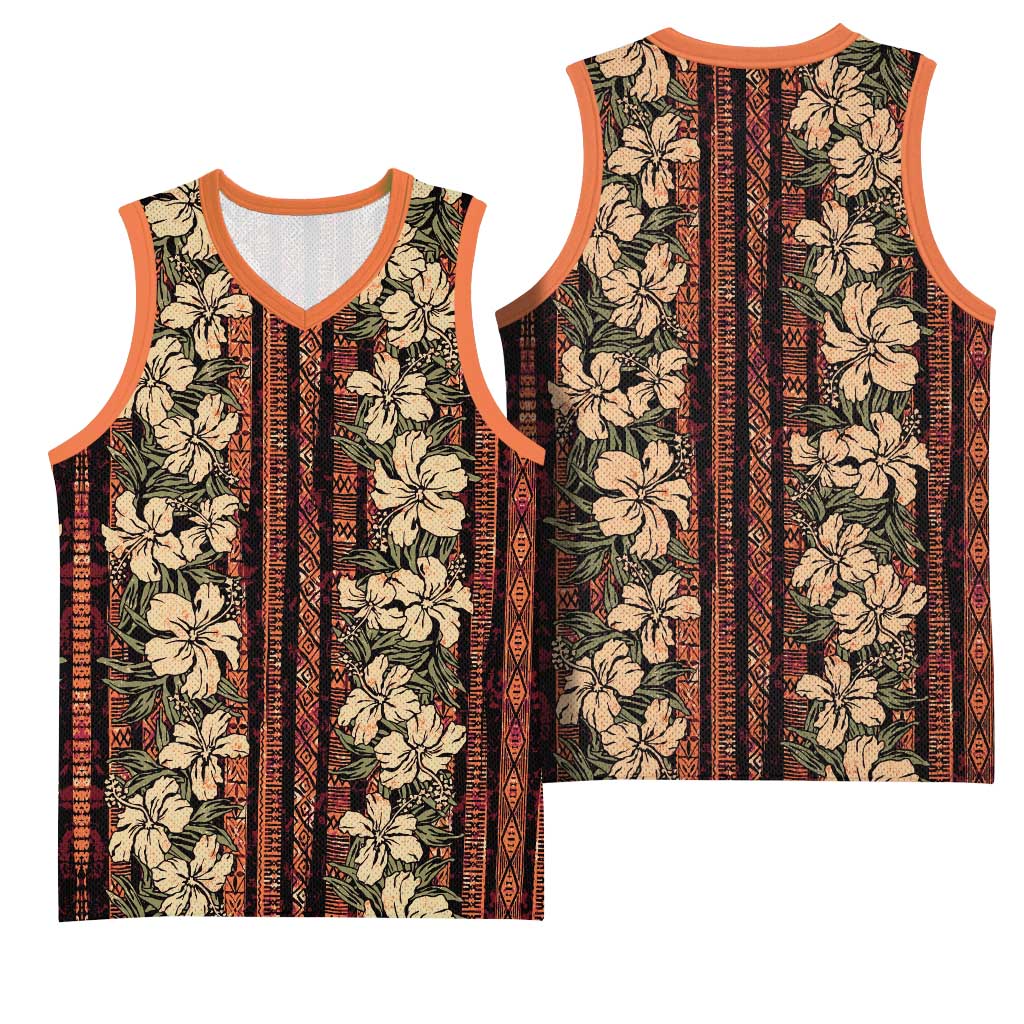 Hawaii Hibiscus Basketball Jersey Retro Style - Polynesian Pride