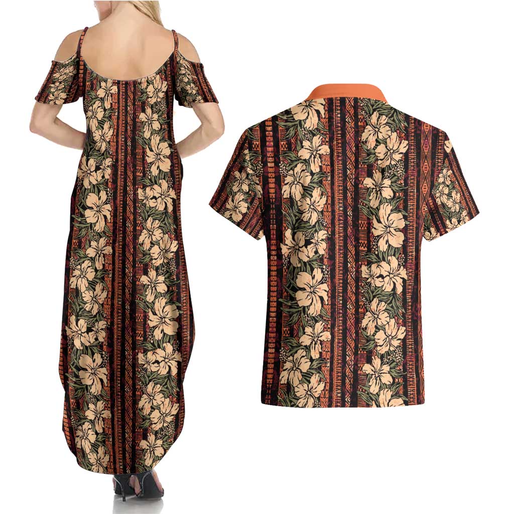 Hawaii Hibiscus Couples Matching Summer Maxi Dress and Hawaiian Shirt Retro Style - Polynesian Pride