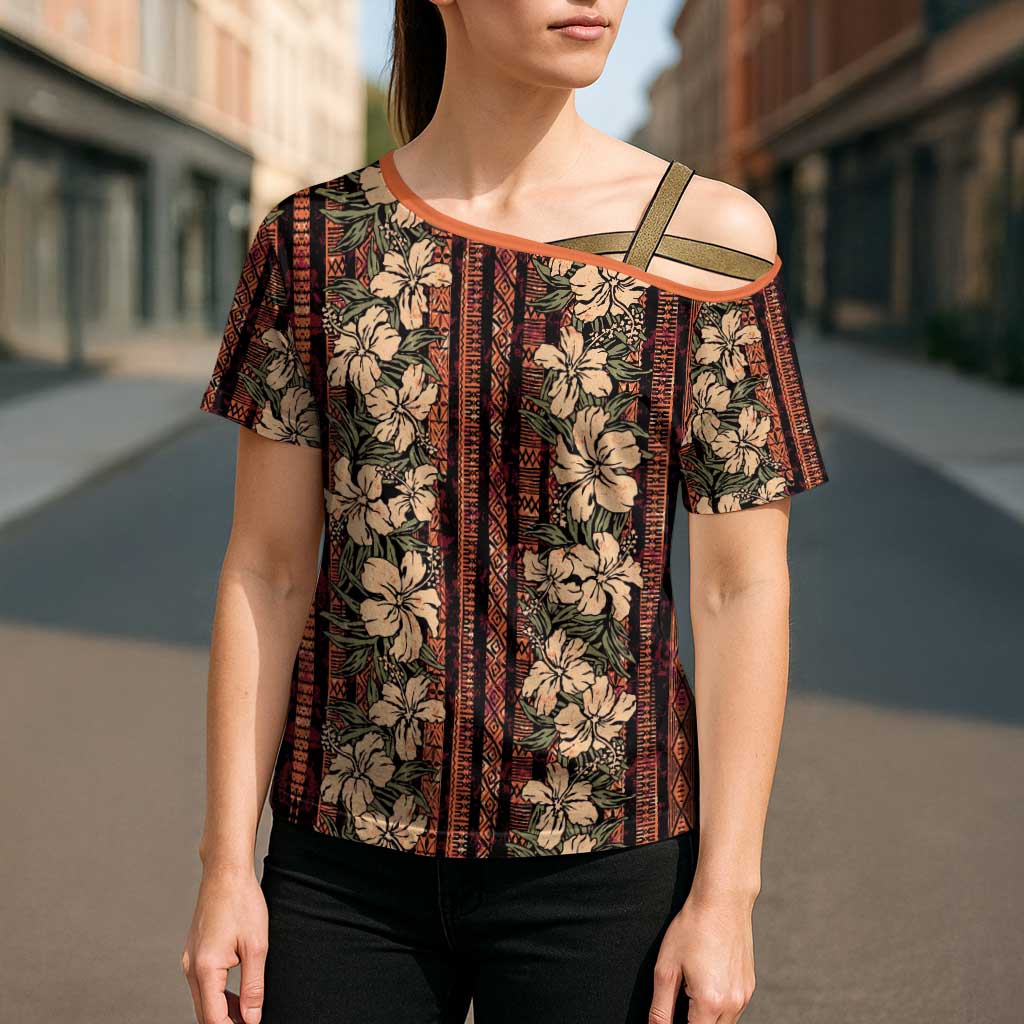 Hawaii Hibiscus Cross Shoulder Shirt Retro Style - Polynesian Pride