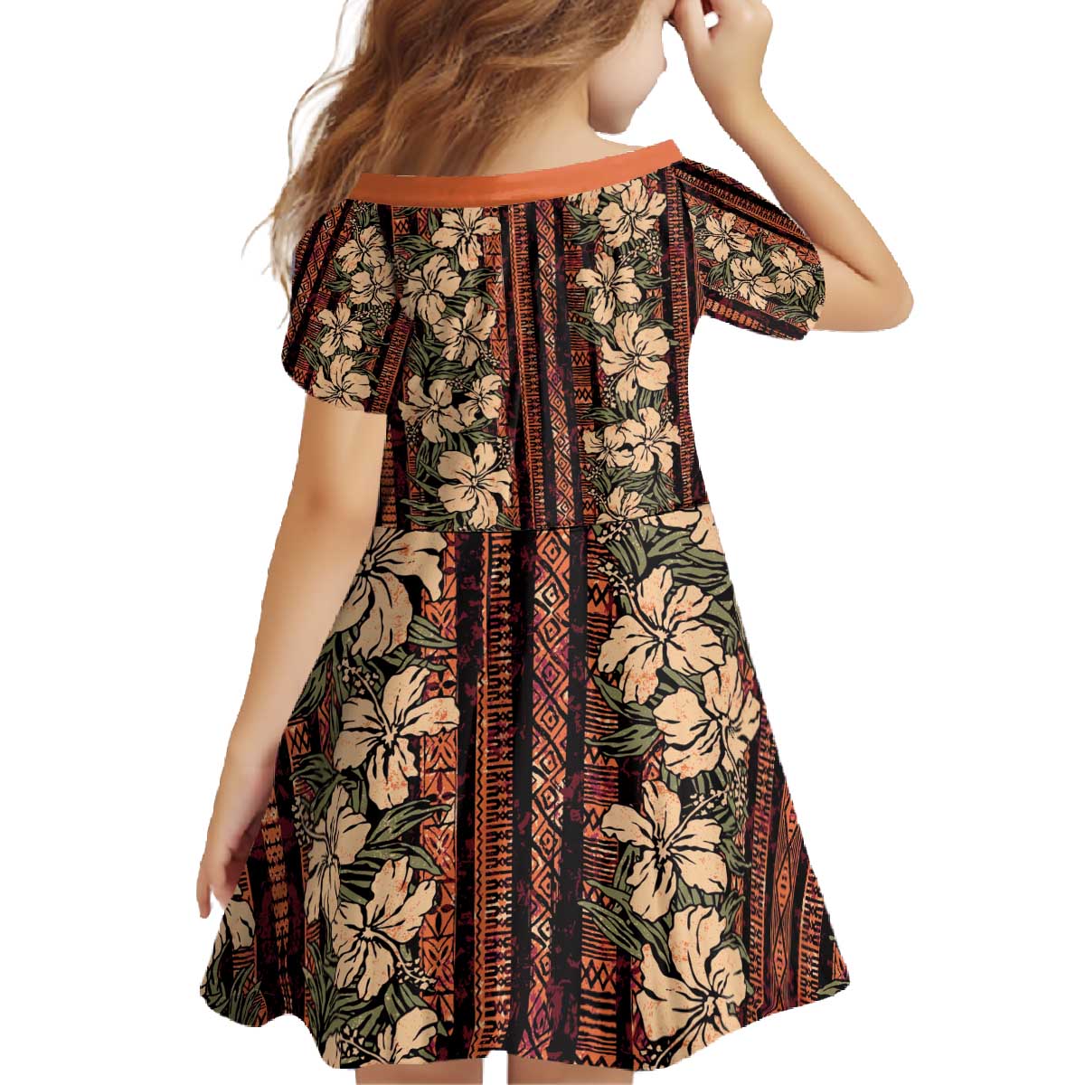 Hawaii Hibiscus Family Matching Off The Shoulder Long Sleeve Dress and Hawaiian Shirt Retro Style - Polynesian Pride