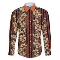 Hawaii Hibiscus Family Matching Off The Shoulder Long Sleeve Dress and Hawaiian Shirt Retro Style - Polynesian Pride