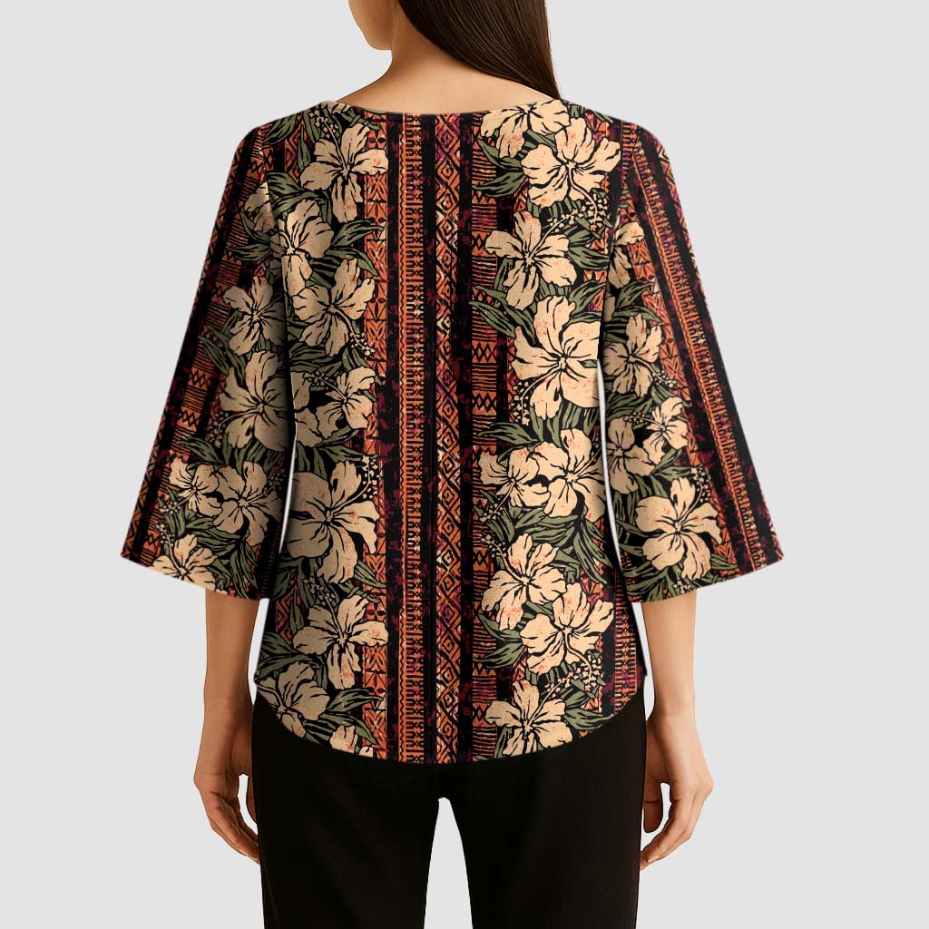 Hawaii Hibiscus Kimono Sleeve Blouse Retro Style - Polynesian Pride