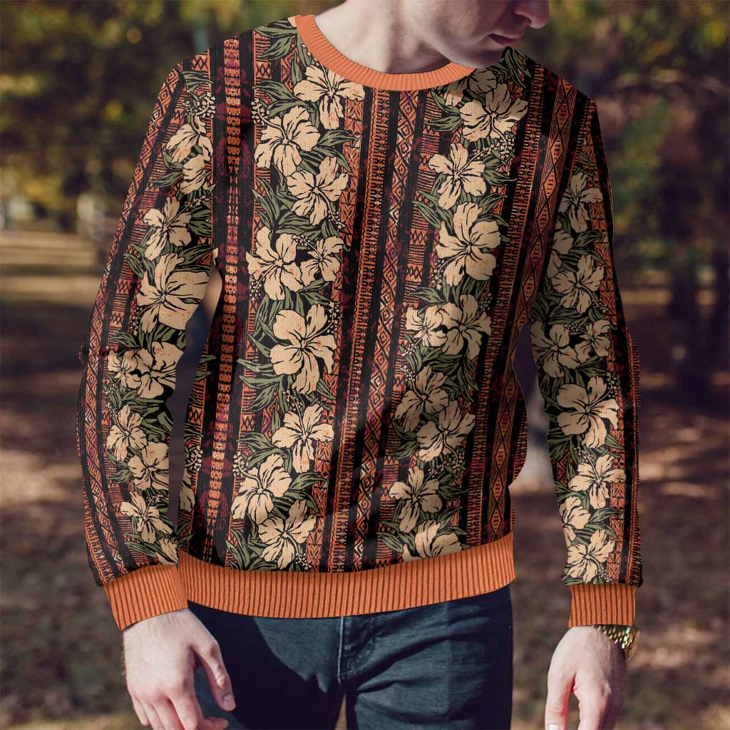 Hawaii Hibiscus Ugly Christmas Sweater Retro Style - Polynesian Pride
