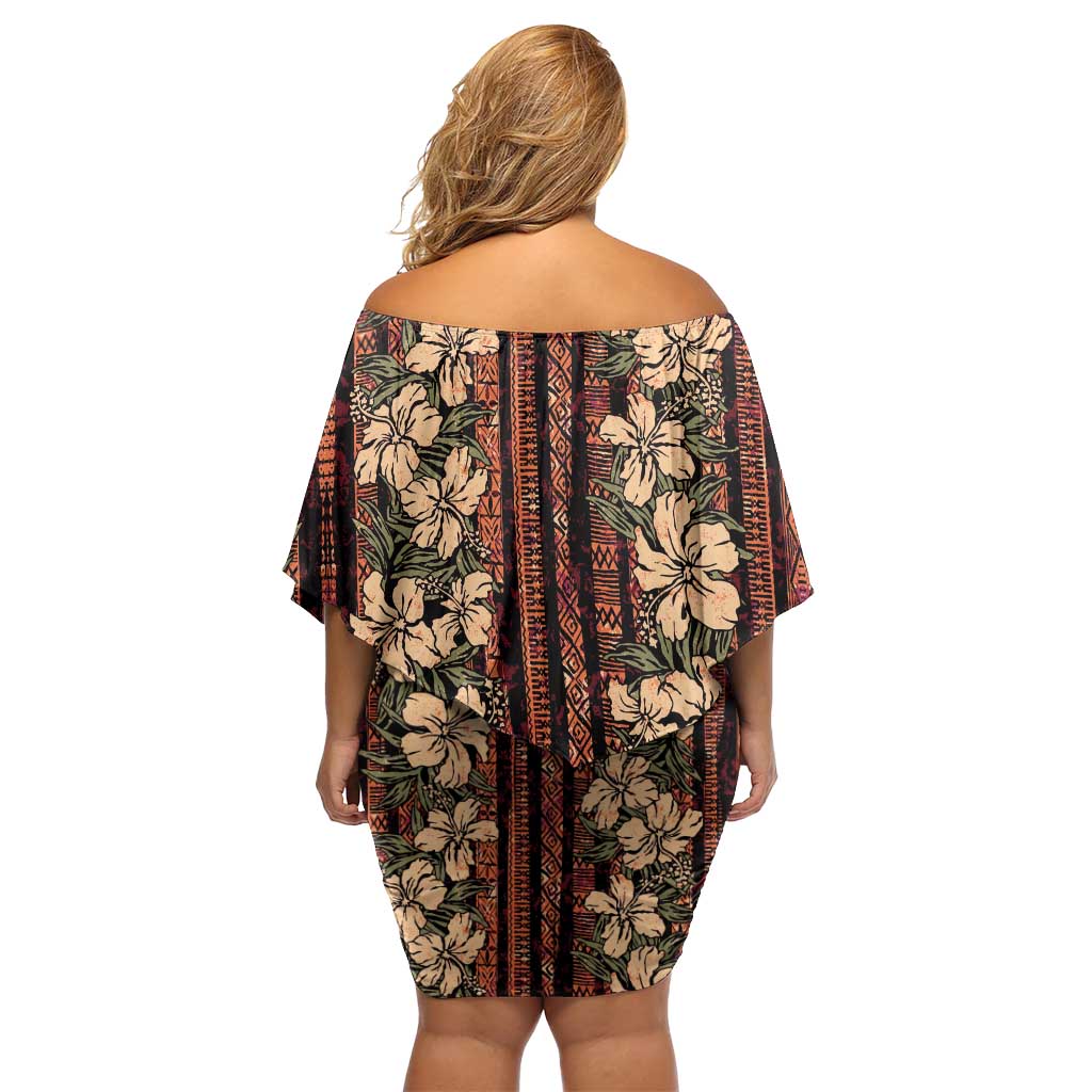 Hawaii Hibiscus Off Shoulder Short Dress Retro Style - Polynesian Pride