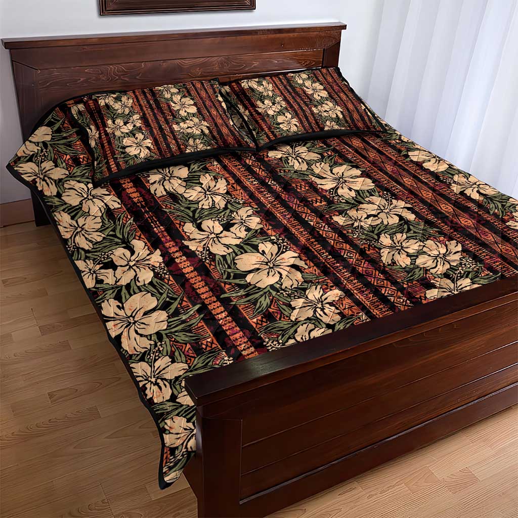 Hawaii Hibiscus Quilt Bed Set Retro Style - Polynesian Pride