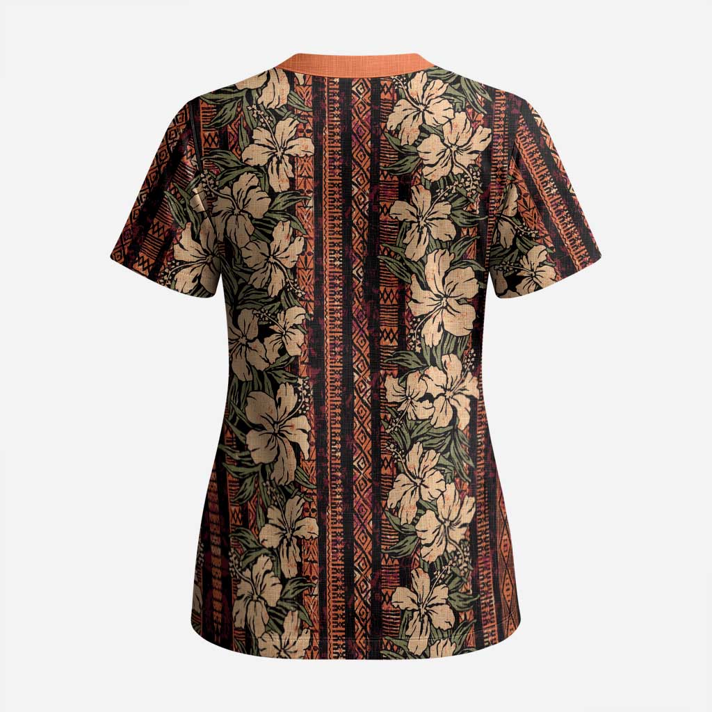 Hawaii Hibiscus Scrub Top Retro Style - Polynesian Pride