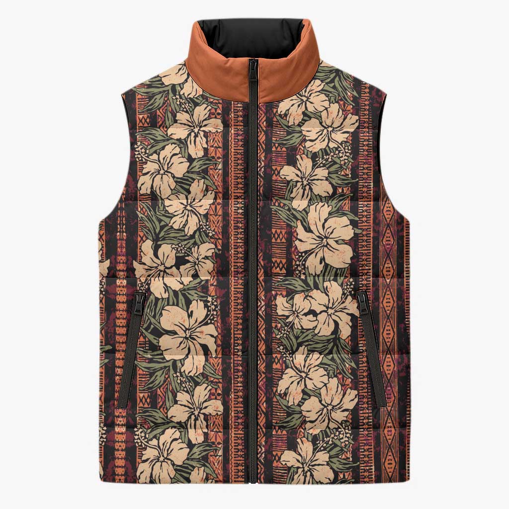 Hawaii Hibiscus Sleeveless Puffer Jacket Retro Style - Polynesian Pride
