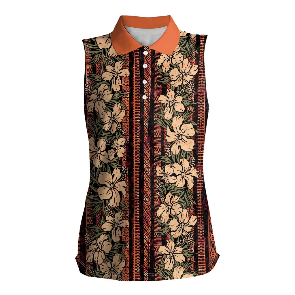 Hawaii Hibiscus Women Sleeveless Polo Shirt Retro Style - Polynesian Pride