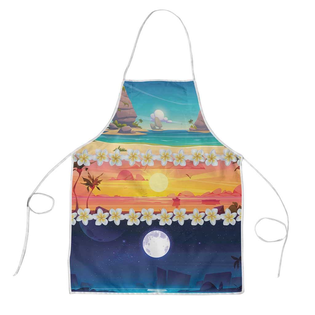 Hawaii Beach Landscape Time-Lapse Apron Tropical Plumeria Flowers - Polynesian Pride