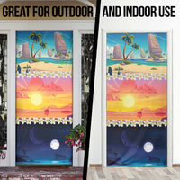 Hawaii Beach Landscape Time-Lapse Door Cover Tropical Plumeria Flowers - Polynesian Pride