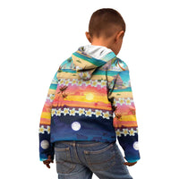 Hawaii Beach Landscape Time-Lapse Kid Hoodie Tropical Plumeria Flowers - Polynesian Pride