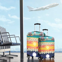 Hawaii Beach Landscape Time-Lapse Luggage Cover Tropical Plumeria Flowers - Polynesian Pride