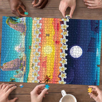 Hawaii Beach Landscape Time-Lapse Puzzle Tropical Plumeria Flowers - Polynesian Pride