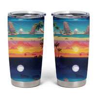 Hawaii Beach Landscape Time-Lapse Tumbler Cup Tropical Plumeria Flowers - Polynesian Pride